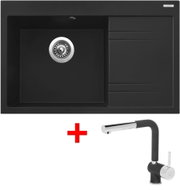Sinks Rim 780 L Metalblack + Mix 3 P GR - Kitchen Sink and Tap Set