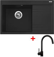 Sinks Rim 780 L Metalblack + Vitalia, black, matt - Kitchen Sink and Tap Set