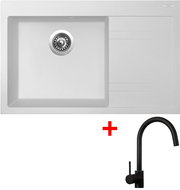 Sinks Rim 780 L Milk + Vitalia, black, matt - Kitchen Sink and Tap Set