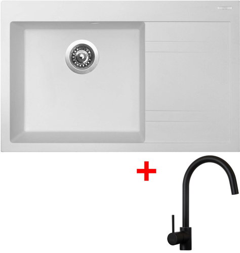 Sinks Rim 780 L Milk + Vitalia, black, matt - Kitchen Sink and Tap Set - Main image