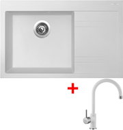 Sinks Rim 780 L Milk + Vitalia GR - Kitchen Sink and Tap Set