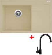 Sinks Rim 780 L Sahara + Vitalia, black, matt - Kitchen Sink and Tap Set