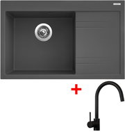 Sinks Rim 780 L Titanium + Vitalia, black, matt - Kitchen Sink and Tap Set