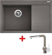 Sinks Rim 780 L Truffle + Mix 3 P GR - Kitchen Sink and Tap Set