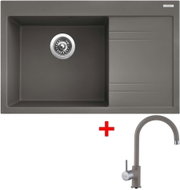 Sinks Rim 780 L Truffle + Vitalia GR - Kitchen Sink and Tap Set