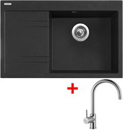 Sinks Rim 780 P Granblack + Vitalia - Kitchen Sink and Tap Set
