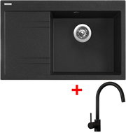 Sinks Rim 780 P Granblack + Vitalia, black, matt - Kitchen Sink and Tap Set