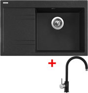 Sinks Rim 780 P Granblack + Vitalia GR - Kitchen Sink and Tap Set