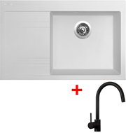 Sinks Rim 780 P Milk + Vitalia, black, matt - Kitchen Sink and Tap Set