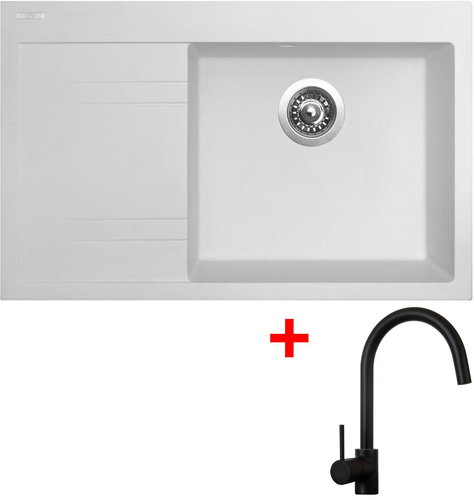 Sinks Rim 780 P Milk + Vitalia, black, matt - Kitchen Sink and Tap Set - Main image