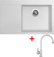 Sinks Rim 780 P Milk + Vitalia GR - Kitchen Sink and Tap Set