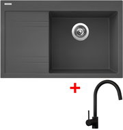 Sinks Rim 780 P Titanium + Vitalia, black, matt - Kitchen Sink and Tap Set