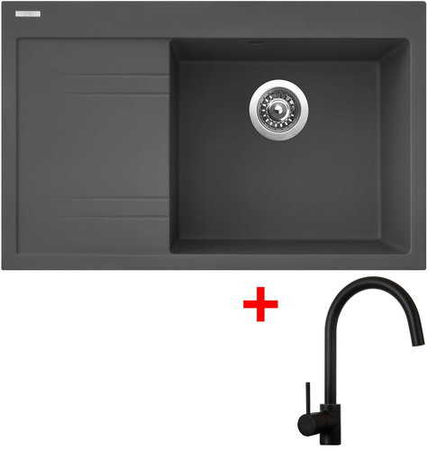 Sinks Rim 780 P Titanium + Vitalia, black, matt - Kitchen Sink and Tap Set - Main image