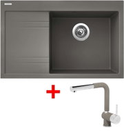 Sinks Rim 780 P Truffle + Mix 3 P GR - Kitchen Sink and Tap Set