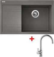 Sinks Rim 780 P Truffle + Vitalia - Kitchen Sink and Tap Set