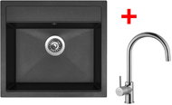 Sinks Solo 560 Granblack + Vitalia - Kitchen Sink and Tap Set