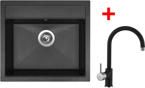 Sinks Solo 560 Granblack + Vitalia GR - Kitchen Sink and Tap Set - Main image