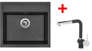 Sinks Solo 560 Metalblack + Mix 3 P GR - Kitchen Sink and Tap Set