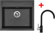 Sinks Solo 560 Metalblack + Vitalia GR - Kitchen Sink and Tap Set