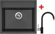Sinks Solo 560 Pureblack + Vitalia GR - Kitchen Sink and Tap Set