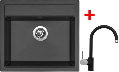 Sinks Solo 560 Pureblack + Vitalia GR - Kitchen Sink and Tap Set - Main image