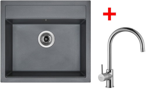 Sinks Solo 560 Titanium + Vitalia - Kitchen Sink and Tap Set - Main image