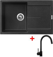 Sinks Ultima 790 Granblack + Vitalia, black, matt - Kitchen Sink and Tap Set