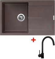 Sinks Ultima 790 Marone + Vitalia, black, matt - Kitchen Sink and Tap Set