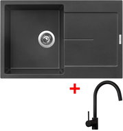 Sinks Ultima 790 Metalblack + Vitalia, black, matt - Kitchen Sink and Tap Set