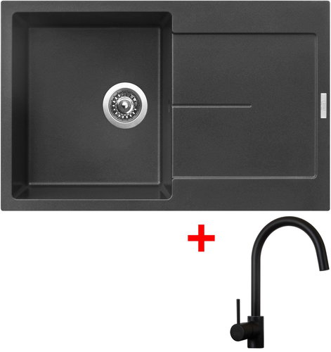 Sinks Ultima 790 Metalblack + Vitalia, black, matt - Kitchen Sink and Tap Set - Main image