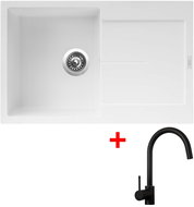 Sinks Ultima 790 Milk + Vitalia, black, matt - Kitchen Sink and Tap Set