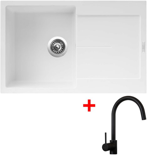 Sinks Ultima 790 Milk + Vitalia, black, matt - Kitchen Sink and Tap Set - Main image