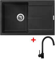 Sinks Ultima 790 Pureblack + Vitalia, black, matt - Kitchen Sink and Tap Set