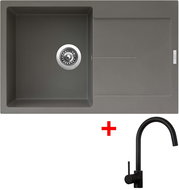 Sinks Ultima 790 Truffle + Vitalia, black, matt - Kitchen Sink and Tap Set