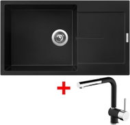 Sinks Ultima 860 XXL Pureblack + Mix 3 P GR - Kitchen Sink and Tap Set