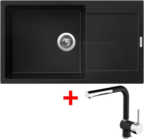 Sinks Ultima 860 XXL Pureblack + Mix 3 P GR - Kitchen Sink and Tap Set - Main image