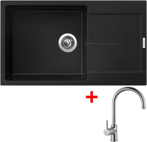 Sinks Ultima 860 XXL Pureblack + Vitalia - Kitchen Sink and Tap Set - Main image