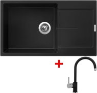 Sinks Ultima 860 XXL Pureblack + Vitalia GR - Kitchen Sink and Tap Set