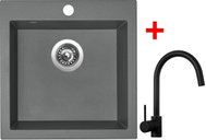 Sinks Viva 455 Titanium + Vitalia, black, matt - Kitchen Sink and Tap Set