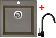 Sinks Viva 455 Truffle + Vitalia, black, matt - Kitchen Sink and Tap Set