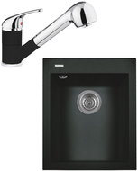 SINKS CUBE 410 Granblack + SINKS CAPRI 4 S - 74 Metalblack - Kitchen Sink and Tap Set