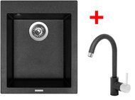 SINKS CUBE 410 Granblack + MIX 35 - 30 Granblack - Kitchen Sink and Tap Set