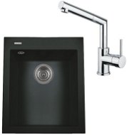 SINKS CUBE 410 Granblack + MIX 350 P glossy - Kitchen Sink and Tap Set