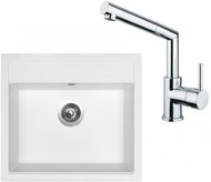 SINKS SOLO 560 Milk + MIX 350 P glossy - Kitchen Sink and Tap Set