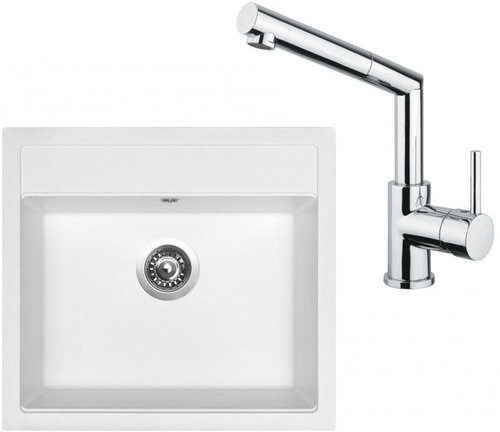 SINKS SOLO 560 Milk + MIX 350 P glossy - Kitchen Sink and Tap Set - Main image