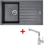 SINKS PERFECTO 860 Titanium + MIX 350 P glossy - Kitchen Sink and Tap Set