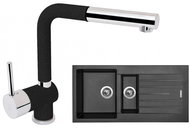 SINKS PERFECTO 1000.1 Metalblack + MIX 3 P - 30 Granblack - Kitchen Sink and Tap Set
