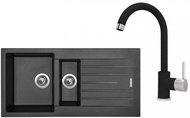 SINKS PERFECTO 1000.1 Metalblack + MIX 35 - 30 Granblack - Kitchen Sink and Tap Set