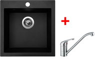 SINKS VIVA 455 Granblack + VENTO 4 glossy - Kitchen Sink and Tap Set