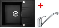 SINKS LINEA 600 Granblack + VENTO 4 glossy - Kitchen Sink and Tap Set